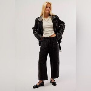 Free People Black Wide Leg Utility Pants